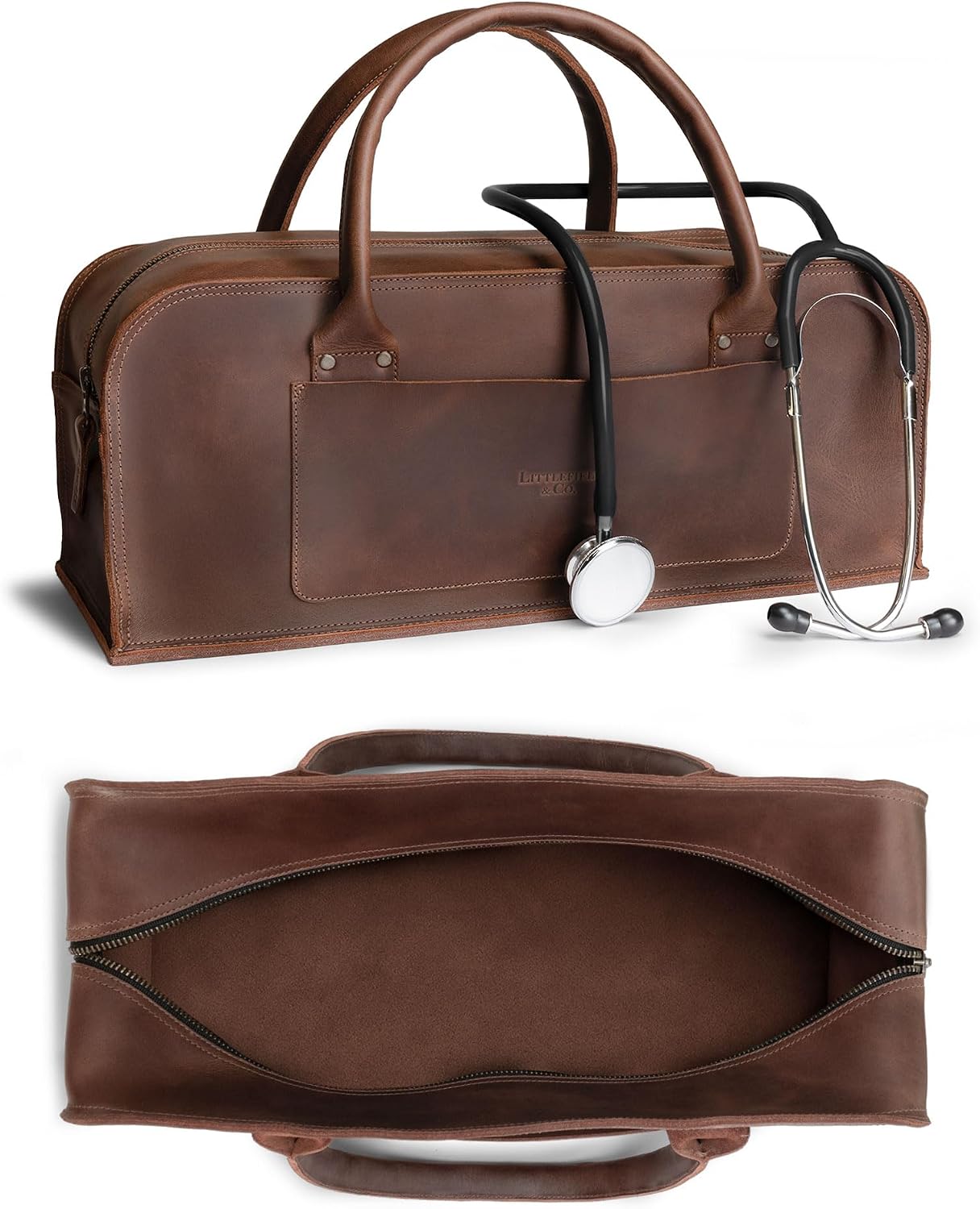 Littlefield & Co., Leather Multipurpose Doctor Utility Tool Bag, Handyman, Woodworker, Work Tool Bags for Power Tools, Men's Small Toolbag Organizer Pouch (Bourbon Brown)