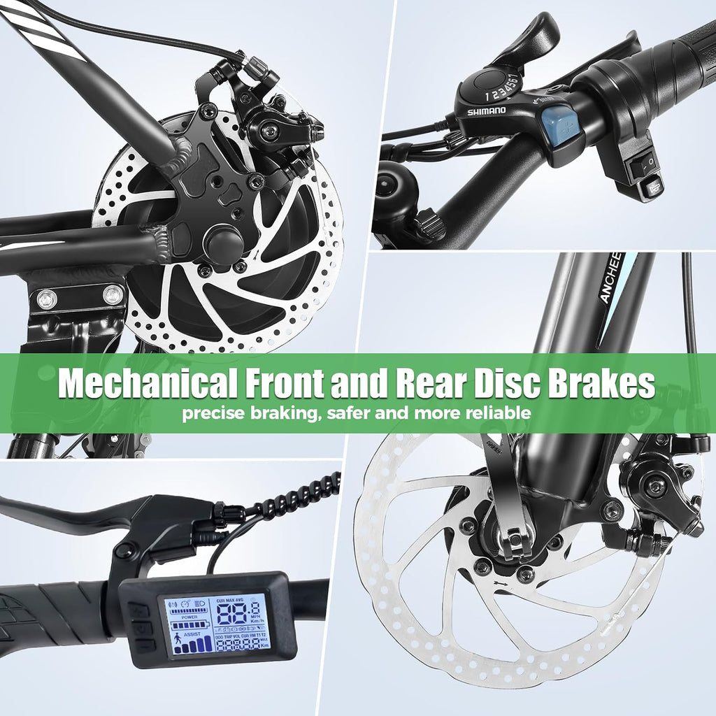 ANCHEER Electric Bike for Adults, [Peak 750W Motor] Electric Mountain Bike, 26' Sunshine Ebike, 55 Miles 20MPH Electric Bicycle with 48V/374Wh Battery, 7/21Speed, UL2849 Compliant