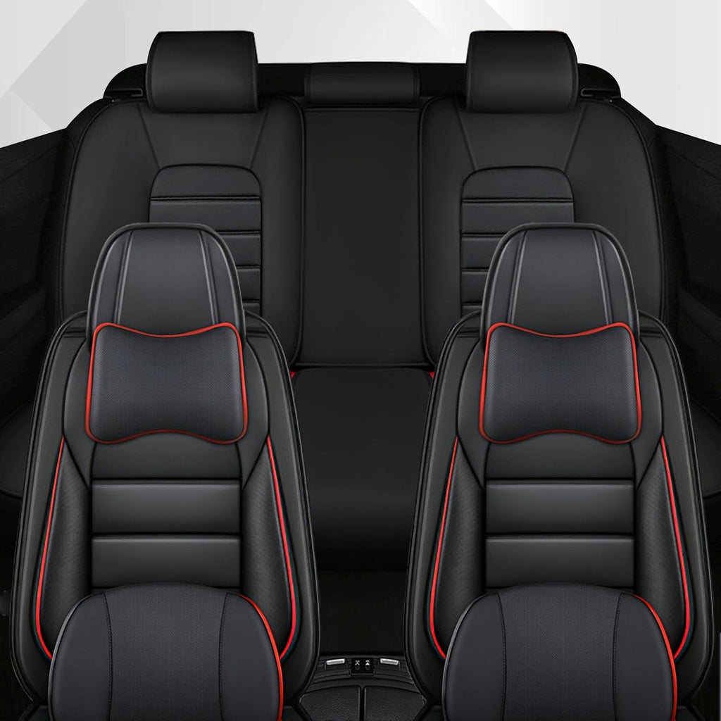 Car Seat Cover Fit for GMC Acadia 2007-2025,Compatible Airbag Non-Slip Waterproof Seat Covers,Car Seat Protector Premium Interior (Luxury 5 Seats,Black Red)
