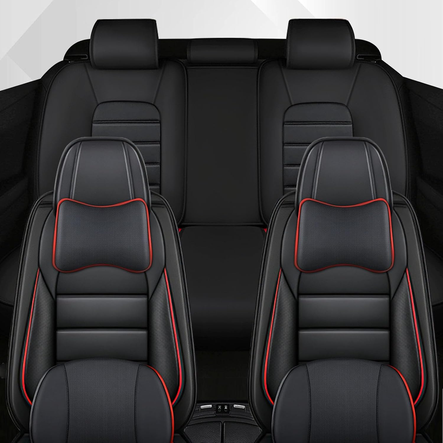 Car Seat Cover Fit for GMC Acadia 2007-2025,Compatible Airbag Non-Slip Waterproof Seat Covers,Car Seat Protector Premium Interior (Luxury 5 Seats,Black Red)