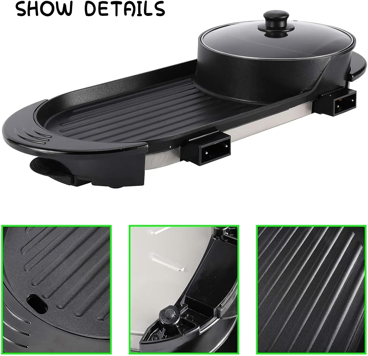 Medium Household Electric Hot Pot with Grill, Soup Pot and Korean BBQ, Non-stick Coating, Easy to Clean, For 2-4 People to Enjoy, 1500 W