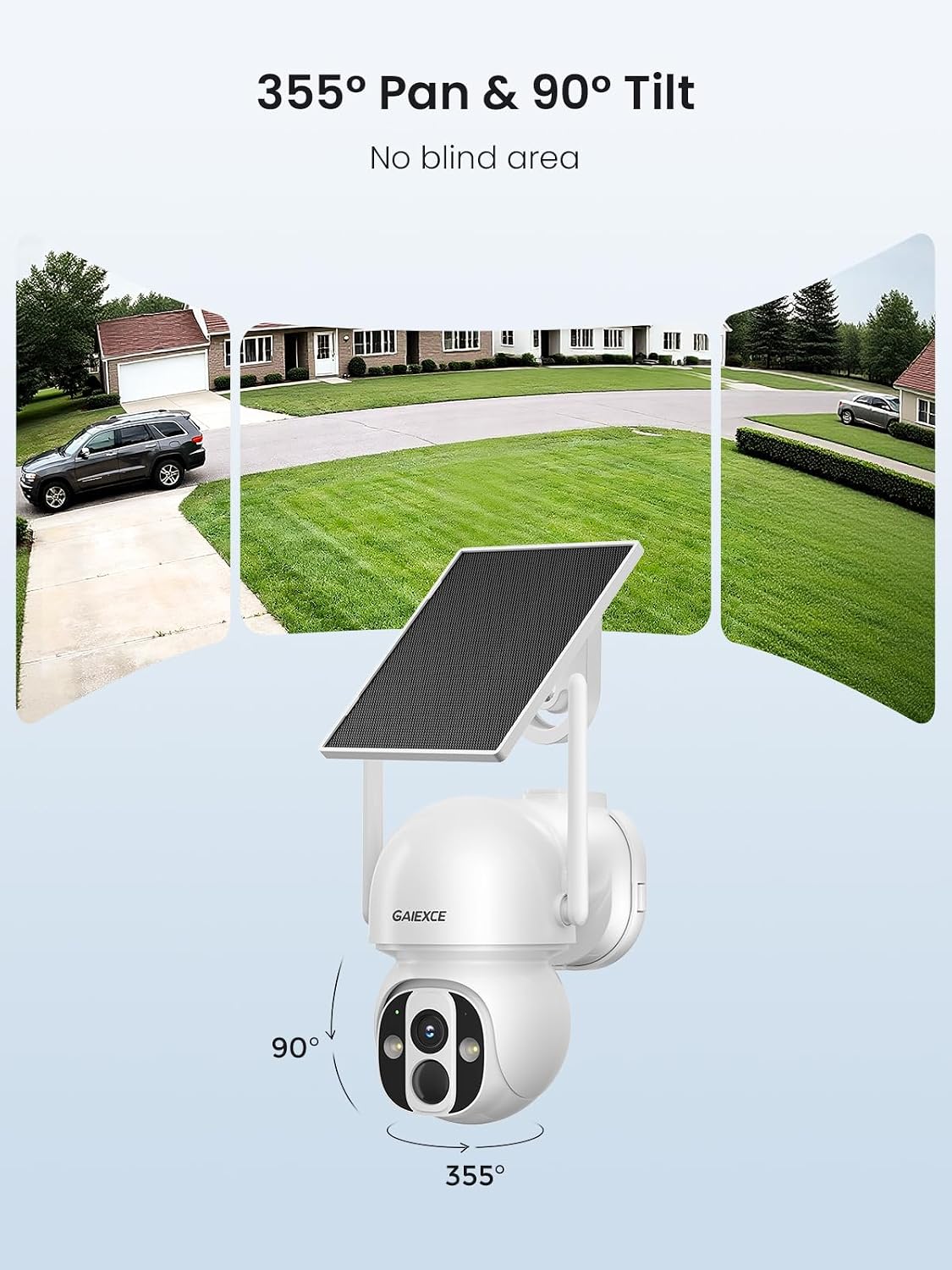 Solar Camera Outdoor Wireless, No Subscription, Expandable to 10CH, 2 Cam Kit Home Security Camera System, 4MP Color Night Vision, 360° Pan&Tilt, PIR/AI Detection, Works Offline & 2.4G/5G WiFi
