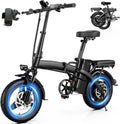Folding Electric Bike for Adults, 500W Motor, 23MPH Max Speed 14' Ebike, 48V 12AH Removable Battery, 35 Miles PAS Range, Mini E Bikes UL2849 Certified, Commuting Electric Bicycle for Adults & Teens