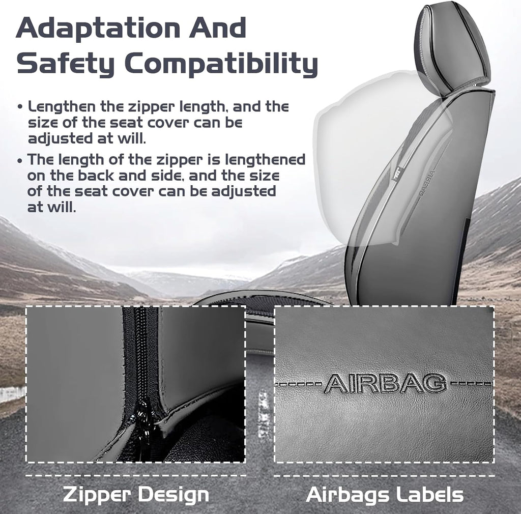 Car Seat Covers for Hyundai Santa Fe 2001-2026, Waterproof Nappa Leather Full Set Seat Cover with Headrests, Anti-Slip and Comfortable Automotive Seat Protector&Accessories(Gray Black)