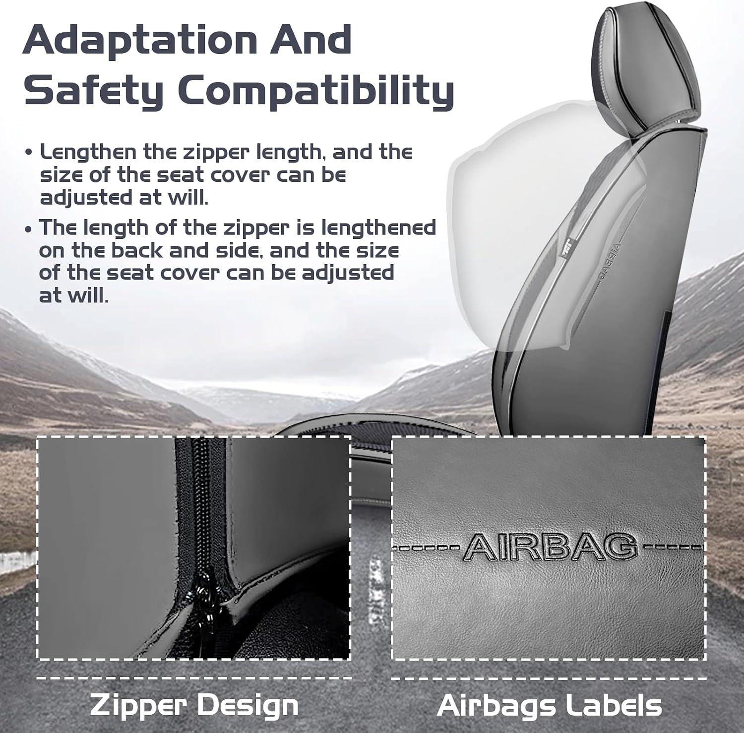 Car Seat Covers for Hyundai Santa Fe 2001-2026, Waterproof Nappa Leather Full Set Seat Cover with Headrests, Anti-Slip and Comfortable Automotive Seat Protector&Accessories(Gray Black)