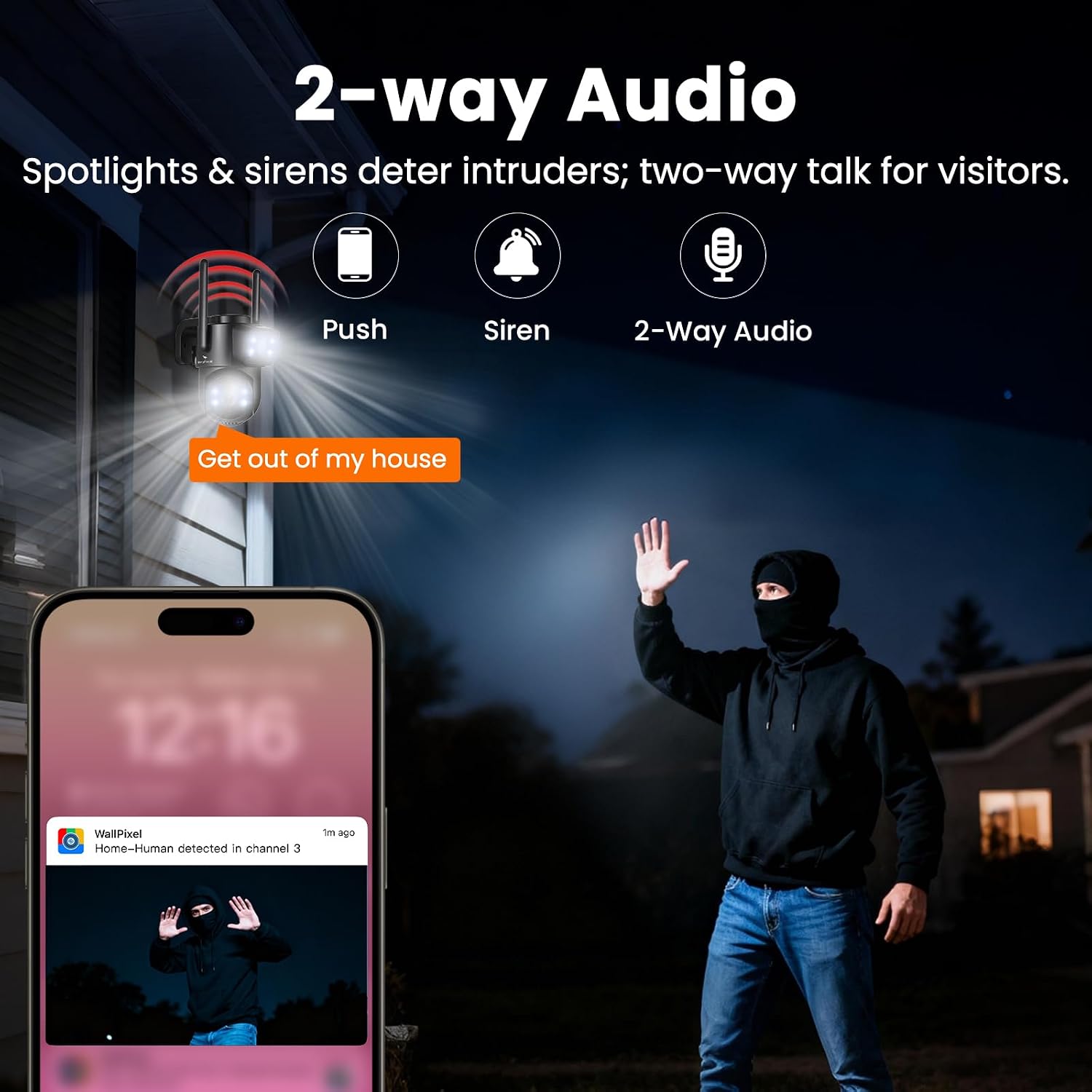 Dual Lens Wireless Security System, 4PCS 2-in-1 Cameras, 4K 10CH NVR, 500GB HDD, 24/7 Recording, WiFi 6 Mesh Long Range, No Subscription, AI Tracking, IP66 Waterproof for Home Office Outdoor