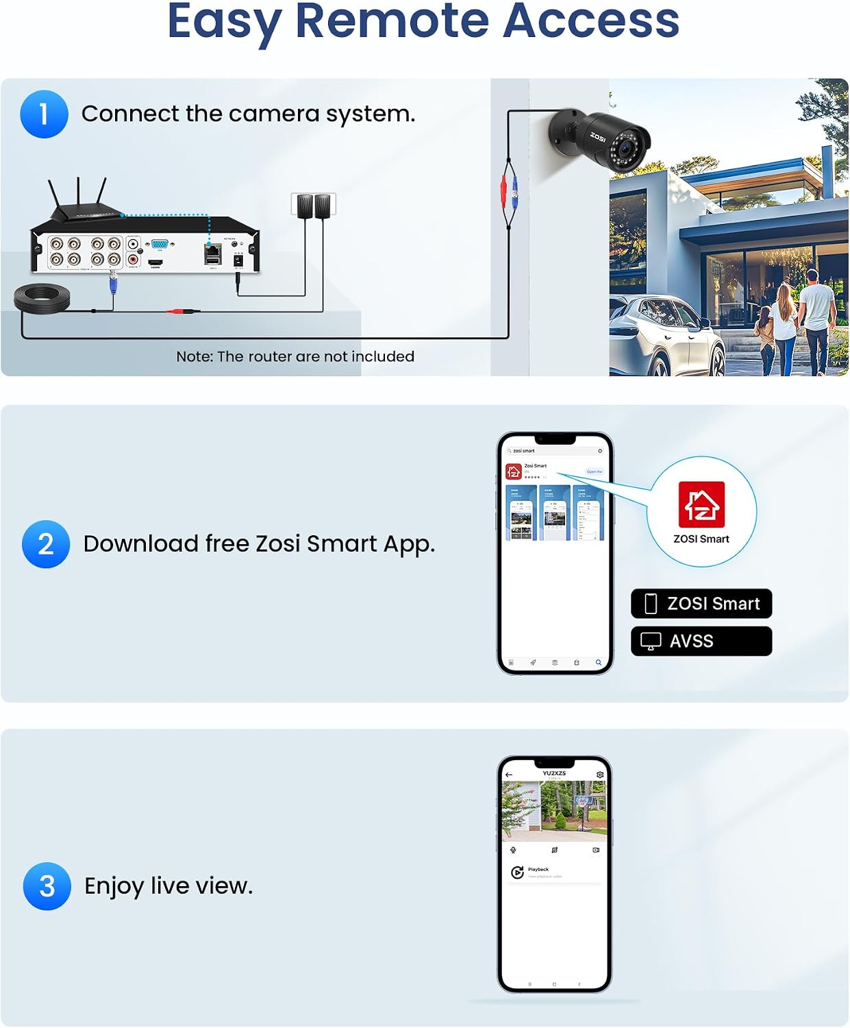 ZOSI 3K Lite Home Surveillance Security Camera System with AI Human Vehicle Detection, 8CH H.265+ CCTV DVR and 8 x 2MP 1920TVL Wired Weatherproof Bullet Cameras Outdoor, 100ft Night Vision (1TB HDD)