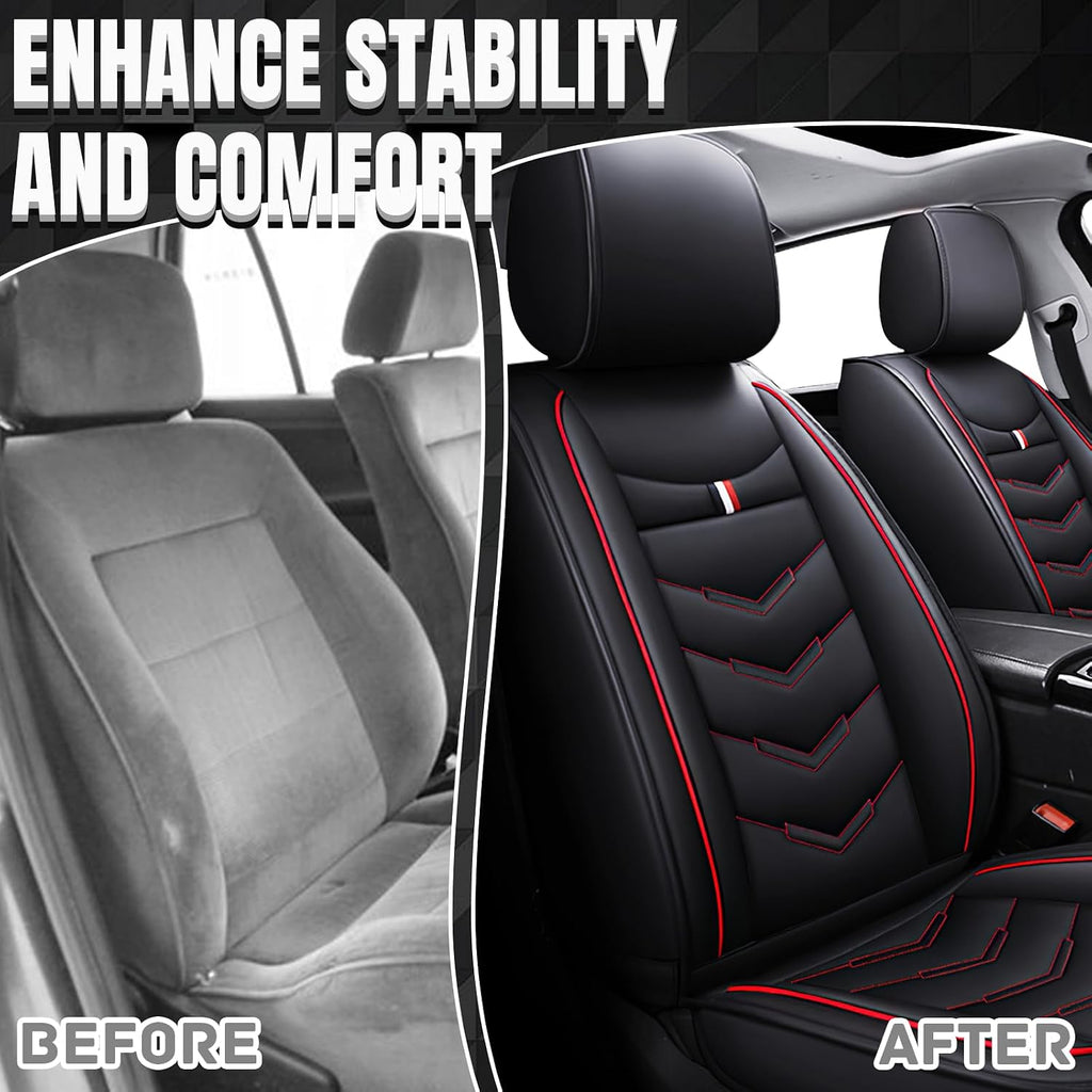 Car Seat Covers Fit for Subaru BRZ 2013-2025, Leather Seat Covers for Car, Waterproof Non-Slip Durable Car Seat Protector(2 Seats,Black Red)