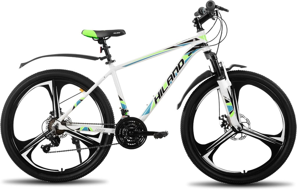 HILAND 26' MTB Mountain Bike for Men Women Adults, 18-Speed, Disc Brake, Lightweight Aluminum Frame, 3/6 Spoke Wheel