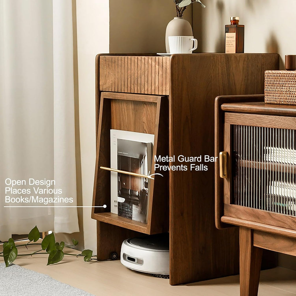 Modern Robot Vacuum Storage Rack Hidden End Side Table, Self-Emptying Sweeper Machine Cabinet Easy to Change Water for Living Room Bedroom