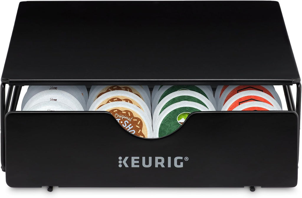 Keurig K155 Office Pro Single Cup Commercial K-Cup Pod Coffee Maker, Silver & Slim Non-Rolling Storage Drawer, Coffee Pod Storage, Holds up to 24 K-Cup Pods, Black