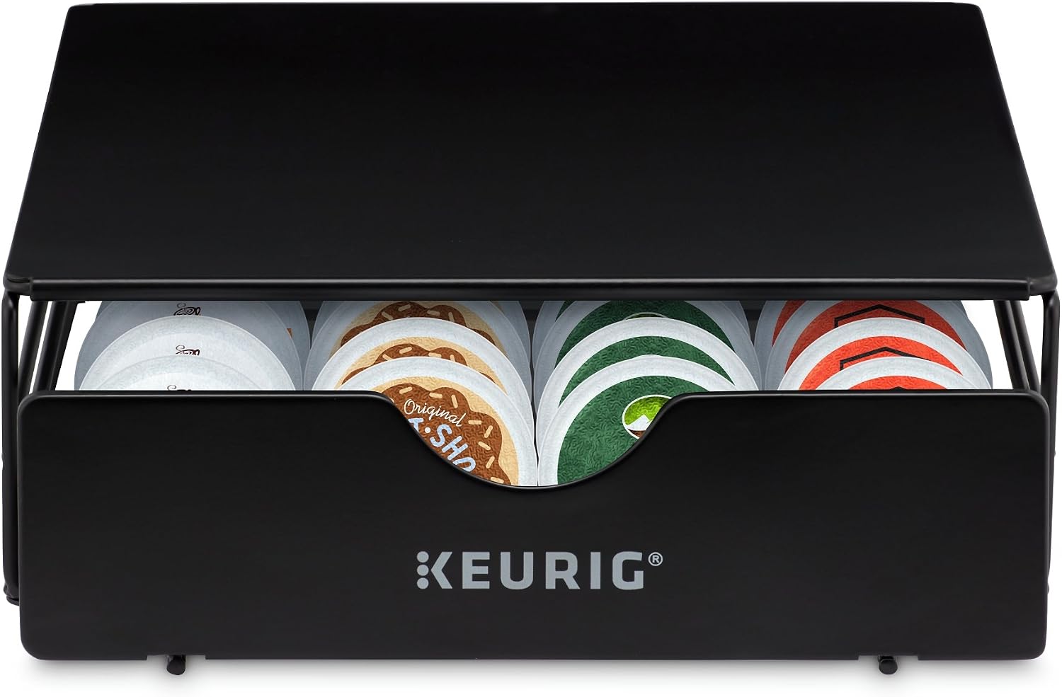 Keurig K155 Office Pro Single Cup Commercial K-Cup Pod Coffee Maker, Silver & Slim Non-Rolling Storage Drawer, Coffee Pod Storage, Holds up to 24 K-Cup Pods, Black