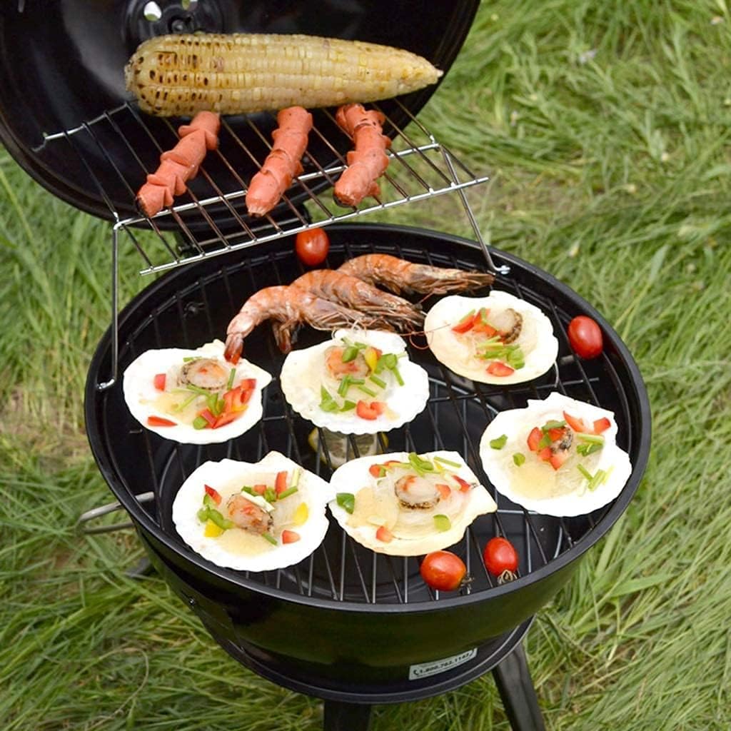 IRYZE Portable Charcoal Grill Portable Charcoal Grill With Lid Outdoor Cooking Camping Charcoal Barbecue Folding BBQ Round Grill BBQ Grill for Outdoor, Black