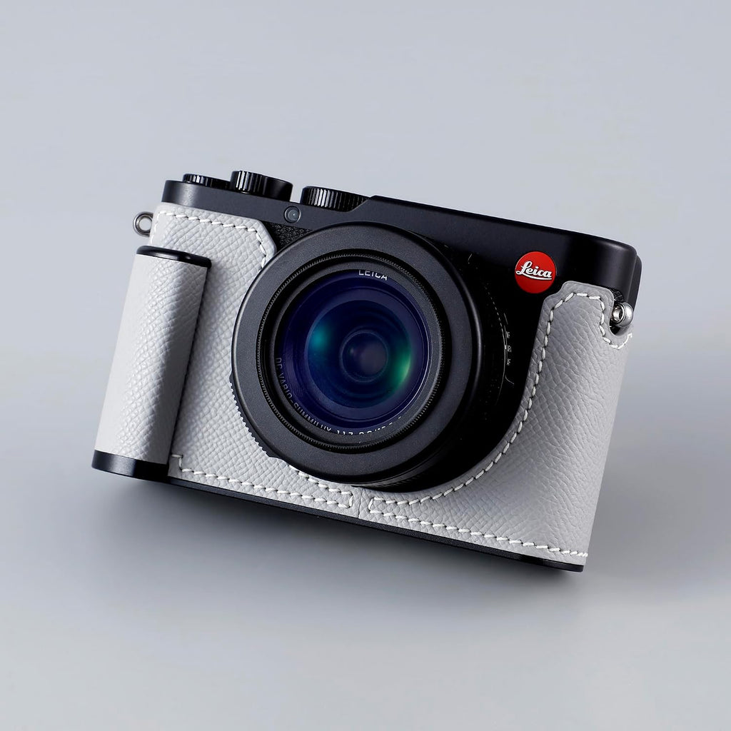 Camera Half Case for Leica D-LUX 8, Vintage Metal Genuine Leather Instant Camera Protective Cases Stylish Portable Shockproof (Grays)