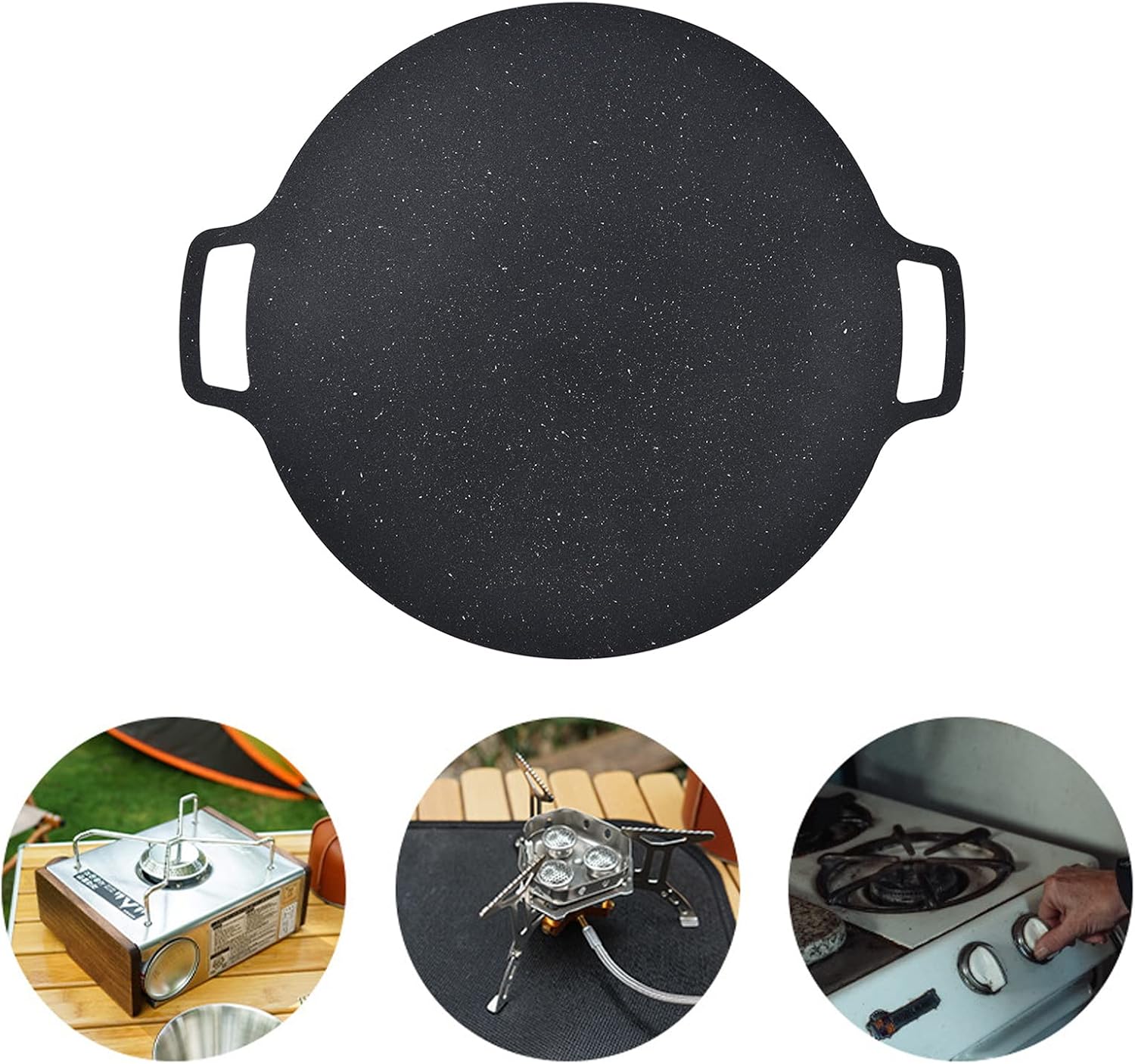 Round BBQ Grill Pan, Nonstick Grill Circular Iron Heat Resistant Grilling Tray for Korean BBQ/Teppanyaki Pan, Pork Belly Pancakes, for Home Outdoor Stoves