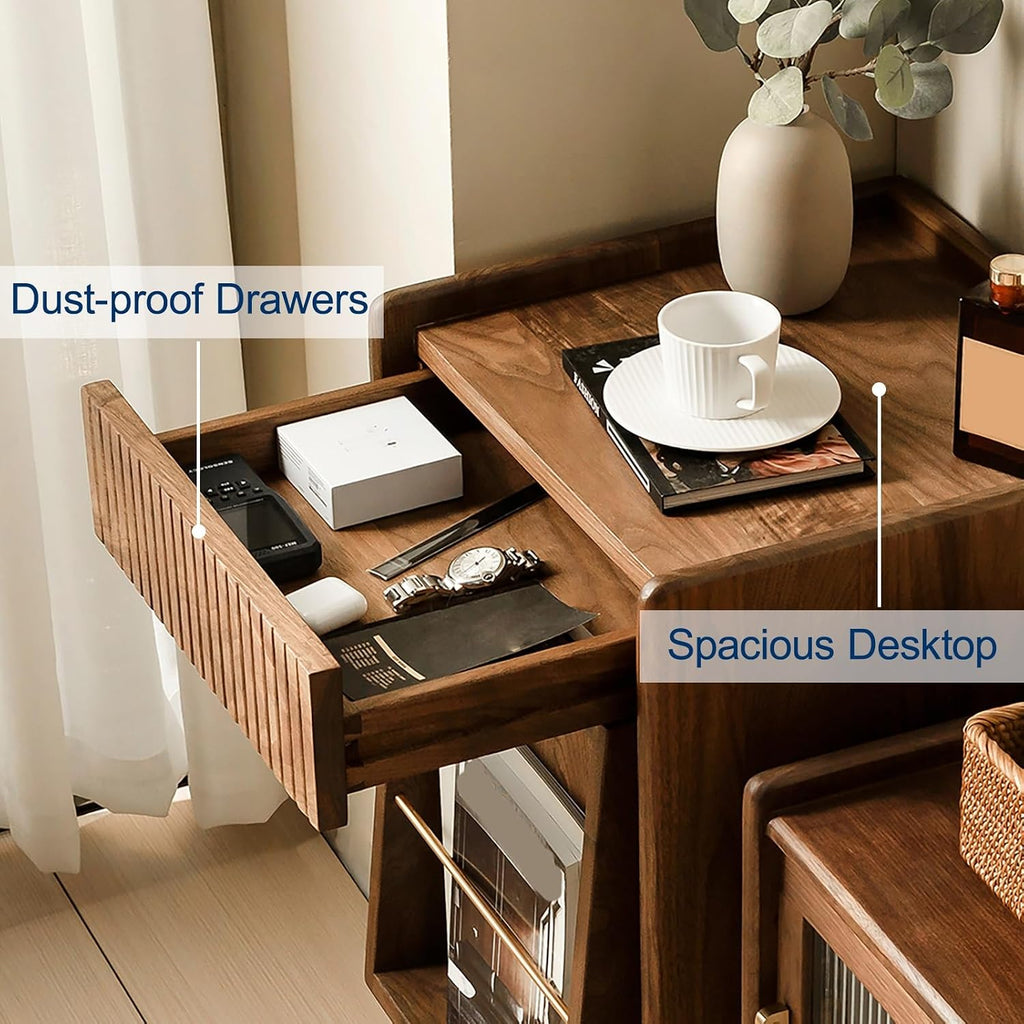 Modern Robot Vacuum Storage Rack Hidden End Side Table, Self-Emptying Sweeper Machine Cabinet Easy to Change Water for Living Room Bedroom