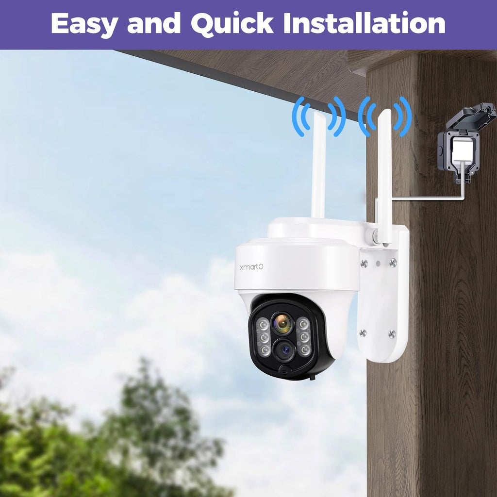 [Auto-Track & Return] XMARTO 10CH HD PTZ Security Camera System Wireless Outdoor/Indoor, Dual-WiFi 4K NVR with 4X Rotate 2K Home Cameras, NO HDD Ver.(Plug-in 24/7 Surveillance, WiFi-Relay, WYS3084)