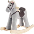 Rock My Baby Rocking Horse, Gray Wooden Rocking Toy, Rocking Animals for Children 2-6 Years Old, Ride on Pony with Realistic Sound, CPC Certified