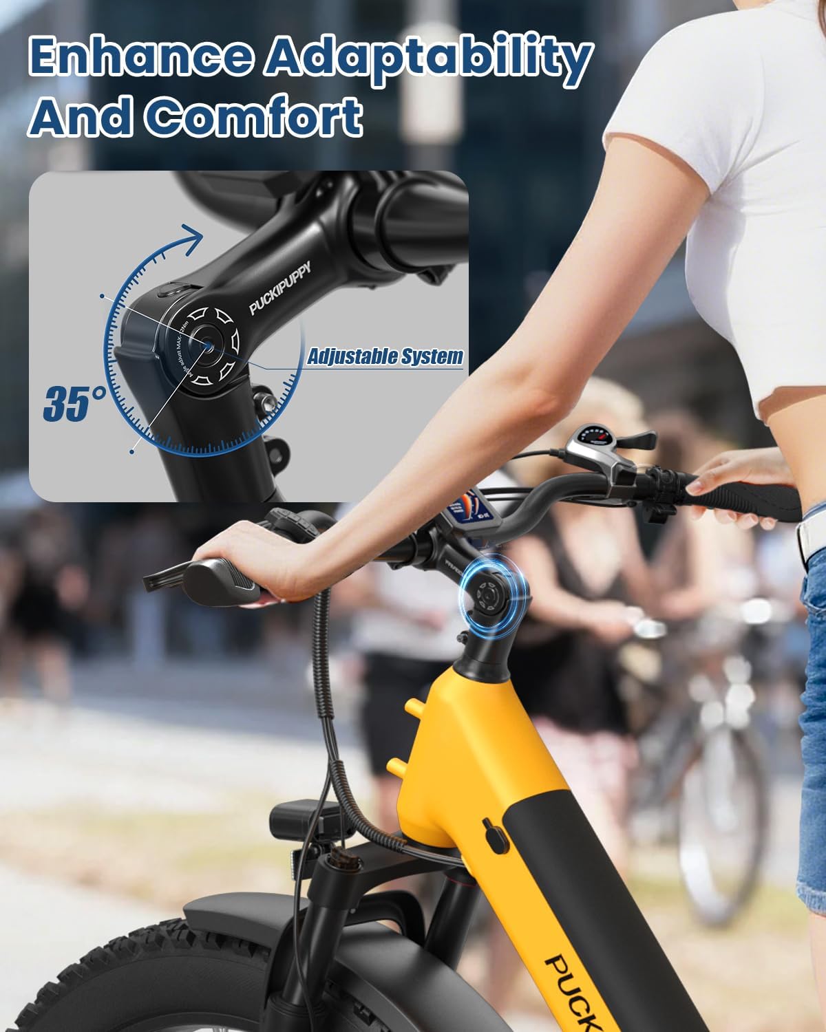 Electric Bike for Adults + A Luxury Accessory Pack , 48V 15AH Removable Battery Electric Bicycle, 28MPH Commuter E-Bike, 7 Speed, 60 Miles Range, All Terrain 26' Fat Tire Front Suspension, Samoyed