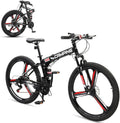 Ktaxon Foldable Mountain Bike 26 Inch Bike 21-Speed Bikes for Adults with Cool Design, Powerful Mechanical Dual Disc Brakes, Double Shock Effect and Ergonomic Cushion