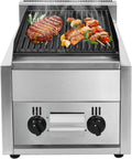 Commercial Gas Grill, 2-Burner Gas Grill with Oil Catch Tray Heavy Duty Stainless Steel Professional Adjustable Temperature Outdoor BBQ Tabletop Grill for Outdoor Cooking Restaurant Home