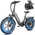 Heybike Ranger Foldable Electric Bike for Adults, 1200W/1800W Peak Motor, 28/32MPH E Bike, 55/90 Miles Range, 20'x4.0' Fat Tire Ebike with Removable Battery, Hydraulic Brakes for Snow, Beach,Commuting