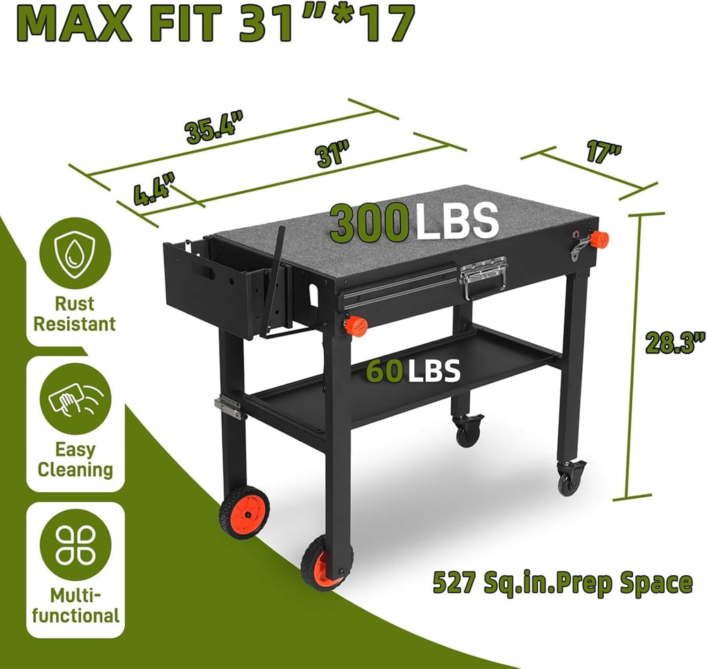 Blackstone Portable Grill Table - Movable Stand for 17 or 22 inch Griddle with Wheels