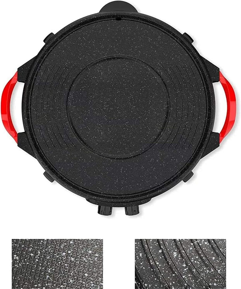 Electric Grill 2 in 1 Electric Pan Shabu Hot Pot BBQ with 5 Temperature adjustments for Indoor Outdoor (Color : Black 1, Size : 52 * 52 * 15cm)
