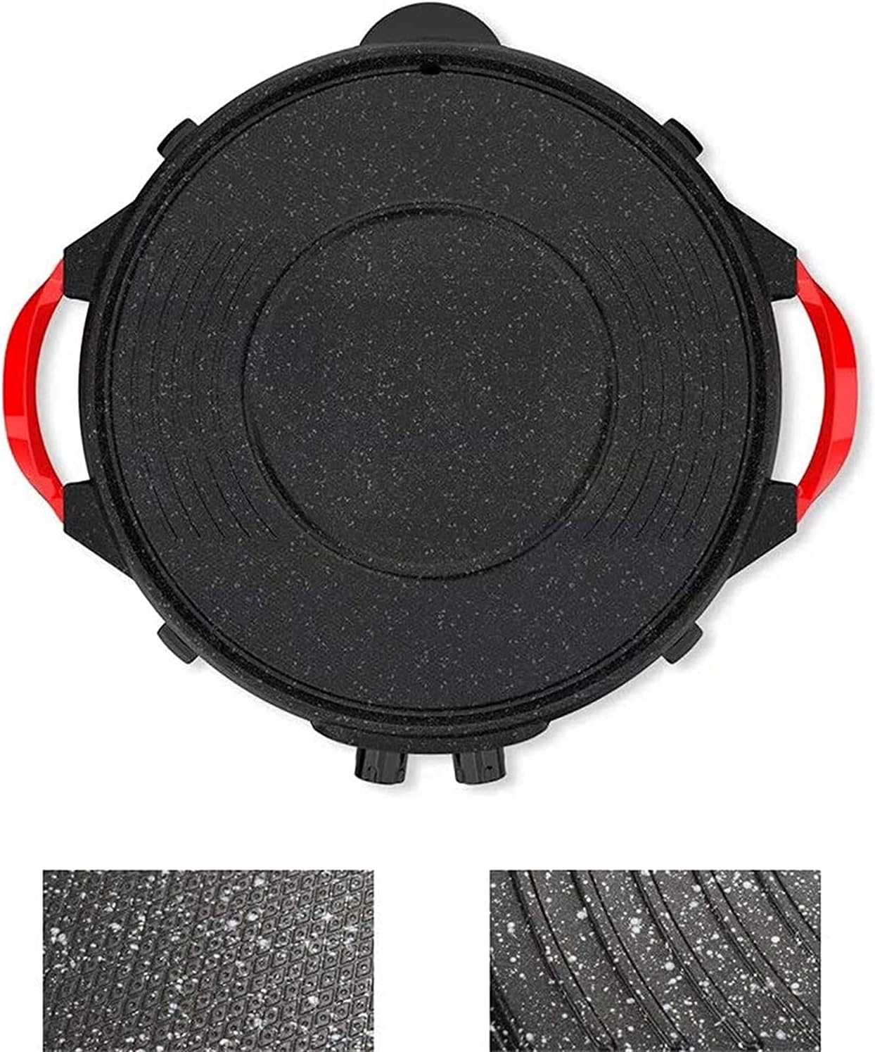 Electric Grill 2 in 1 Electric Pan Shabu Hot Pot BBQ with 5 Temperature adjustments for Indoor Outdoor (Color : Black 1, Size : 52 * 52 * 15cm)