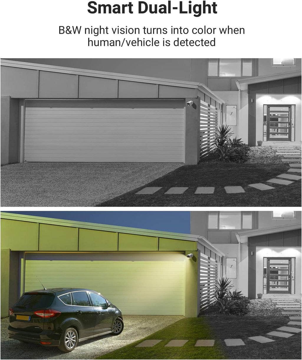 ANNKE 8CH 3K Security Camera System, 8 Channel Surveillance DVR, 4x 5MP 2960*1665 CCTV Cams with Audio, Dual Light, Built-in Mic, AI Human/Vehicle Detection, IP67, Color Night Vision, 1TB Hard Drive