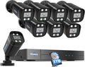 Hiseeu 3K 8ch Wired Security Camera System with Audio,Alarm Spotlight,AI Vehicle/Human Detection,3TB HDD,Home CCTV System,8PCS Security Cameras,5MP Surveillance DVR KIt Outdoor&Indoor,24/7 Record