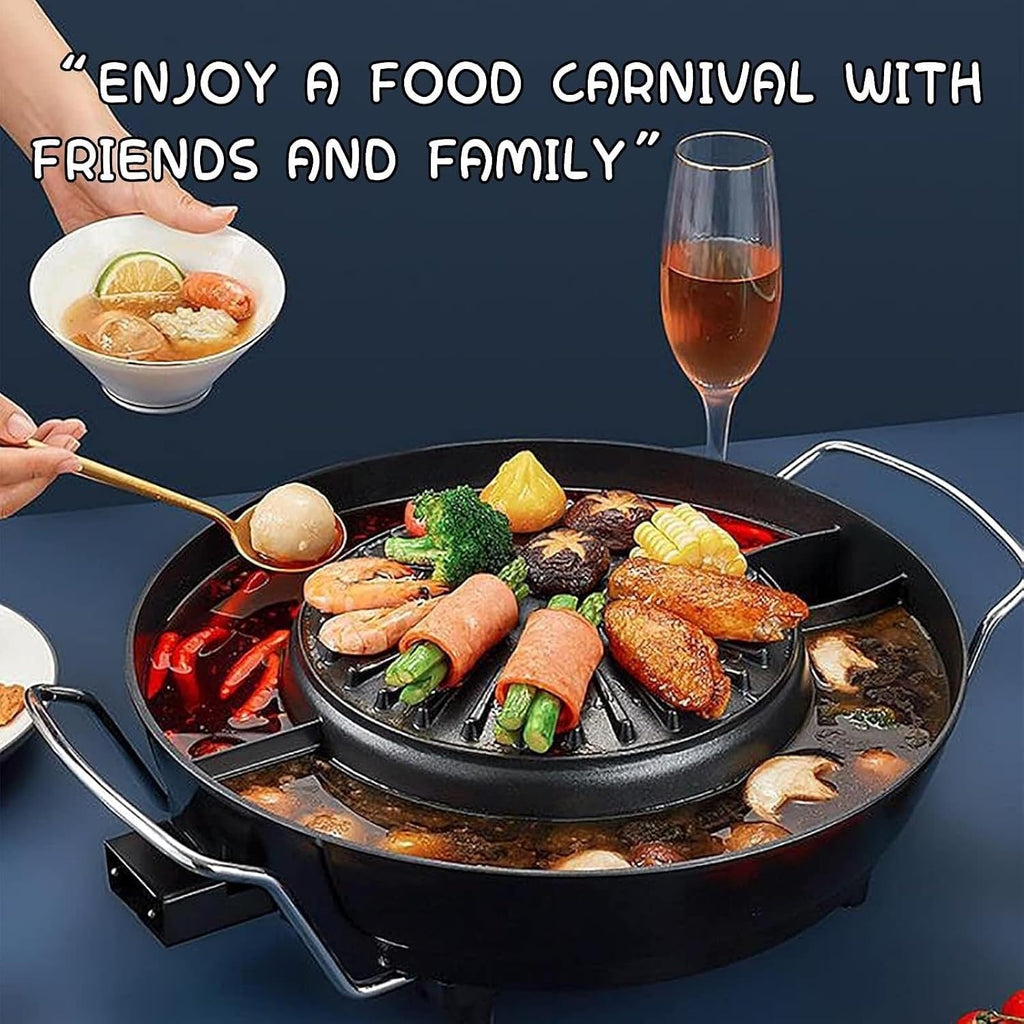 Hot Pot with Grill Medium Household Electric Hot Pot with Grill, Soup Pot and Korean BBQ, Non-Stick Coating, Easy to Clean, for 2-4 People to Enjoy