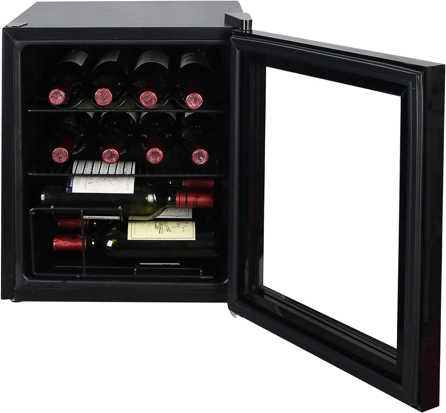 West Bend Beverage Cooler Refrigerator 15 Wine Bottle/60 Can Capacity, Glass Door, 17-Inch Wide Freestanding, Adjustable Thermostat Control, 1.6-Cu.Ft, Burgundy