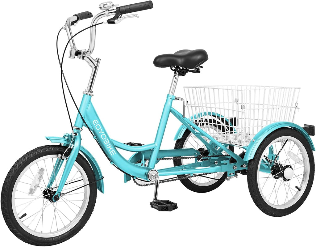 NAIZEA 16 Inch Trike Kids Bike, Single Speed Complete Cruiser Bikes for Boys & Girls, Three Wheel Bikes with Adjustable Height and Rear Basket, Multiple Colors