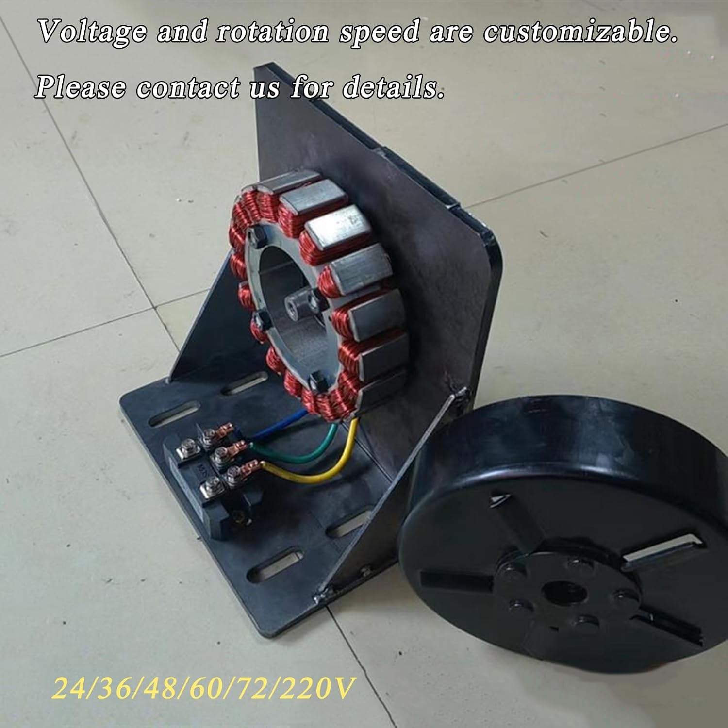 2000W 24/36/48/60/72/220V 3-Phase Brushless Permanent-Magnet Generator, Pure Copper Wire Multi-Voltage Generator With B-Pulley For Wind, Hydro, Battery Charging & Lighting(36V)