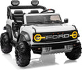 First Ride On Licensed Ford Bronco Raptor 24V 2 Seater Kids Ride on Toys, Battery Powered Electric Ride on Car, Remote Control Electric Car w/Led Lights, Music, High Low Speed (24V, White)