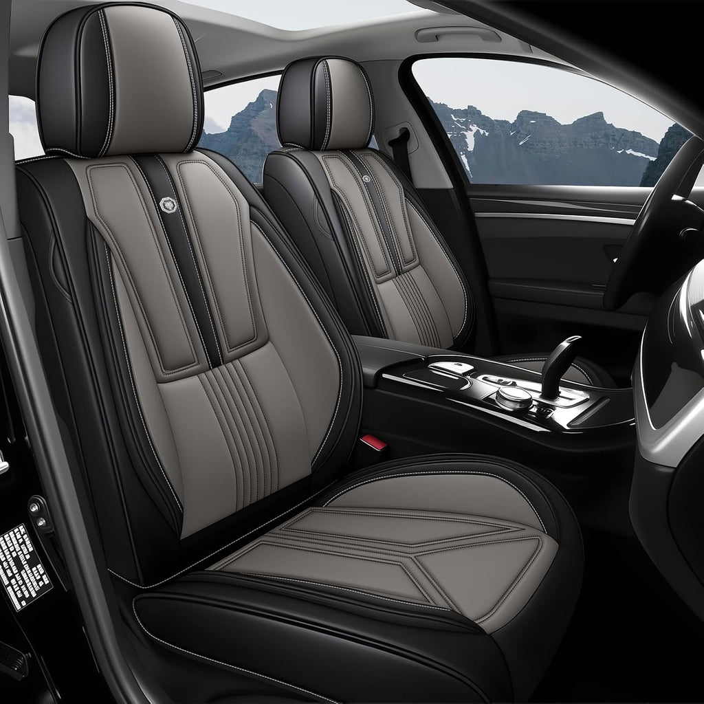 Car Seat Covers Front Set for Hyundai Santa Cruz 2022-2025,Leather Seat Cover for Car,Waterproof Seat Protector Vehicle Seat Cushions Automotive Seat Protector(2 seat,Black&Gray)