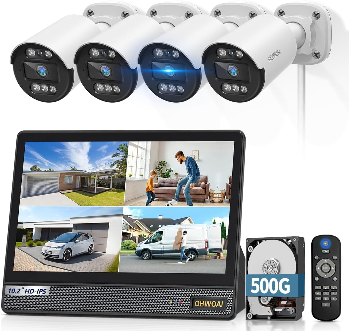 《80ft IR Night Vision & All-in-One DVR》Wired Security Camera System Outdoor, 5MP CCTV Cameras Systems with AI Motion Detection, Home Video Surveillance DVR Kits