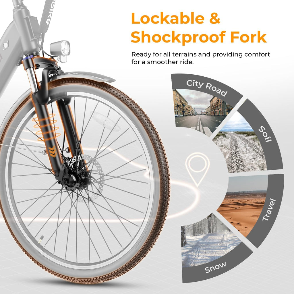 Heybike Cityscape 2.0 Electric Bike for Adults with Peak 1200W Motor, 468Wh Removable Battery, 50Miles 26' Electric Commuter Bike, 7-Speed,UL Certified