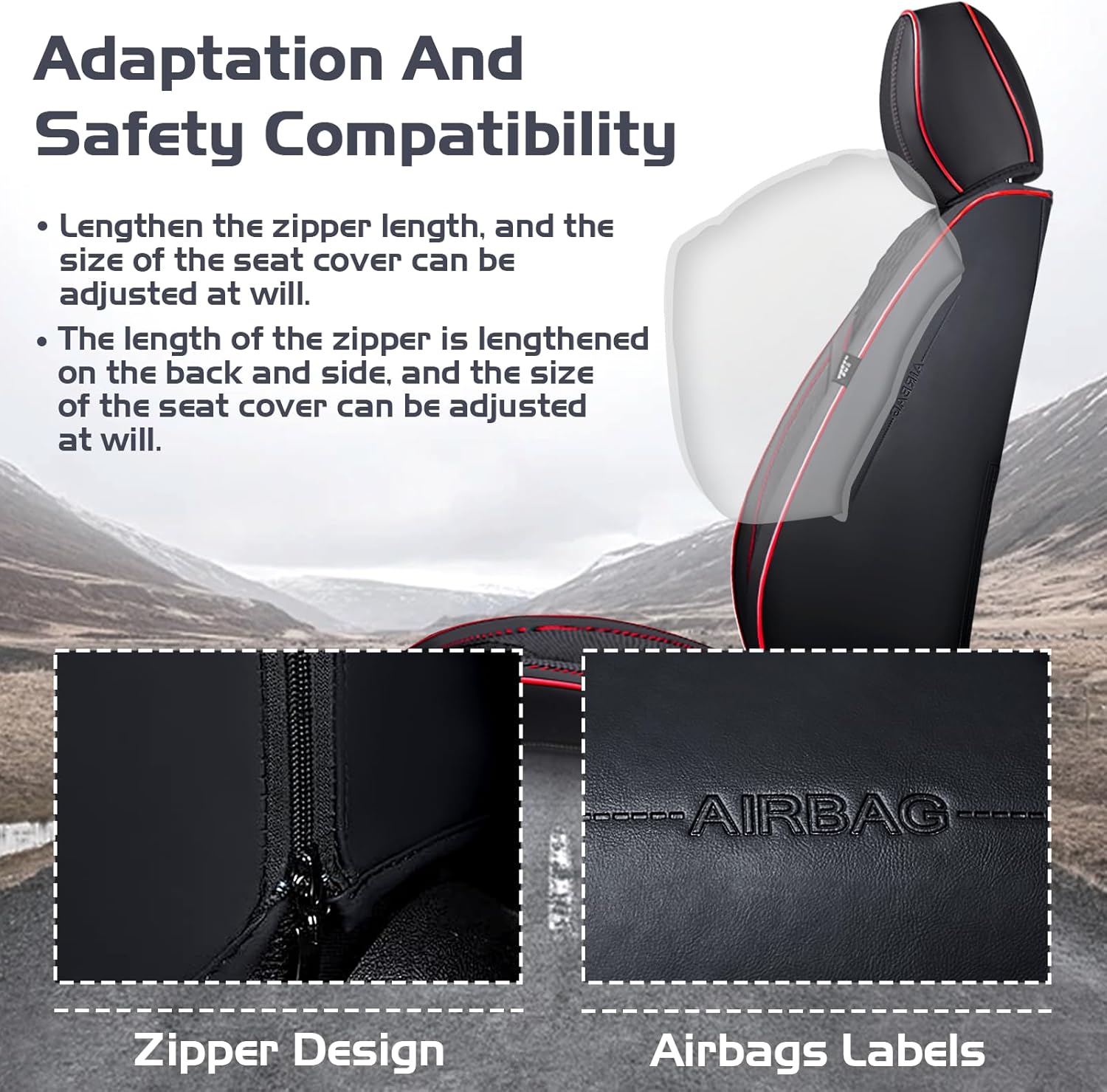 Car Seat Covers for Jeep Renegade 2015-2023, Waterproof Nappa Leather Front Seat Cover, Anti-Slip and Comfortable Automotive Seat Protector&Accessories(Black Red)