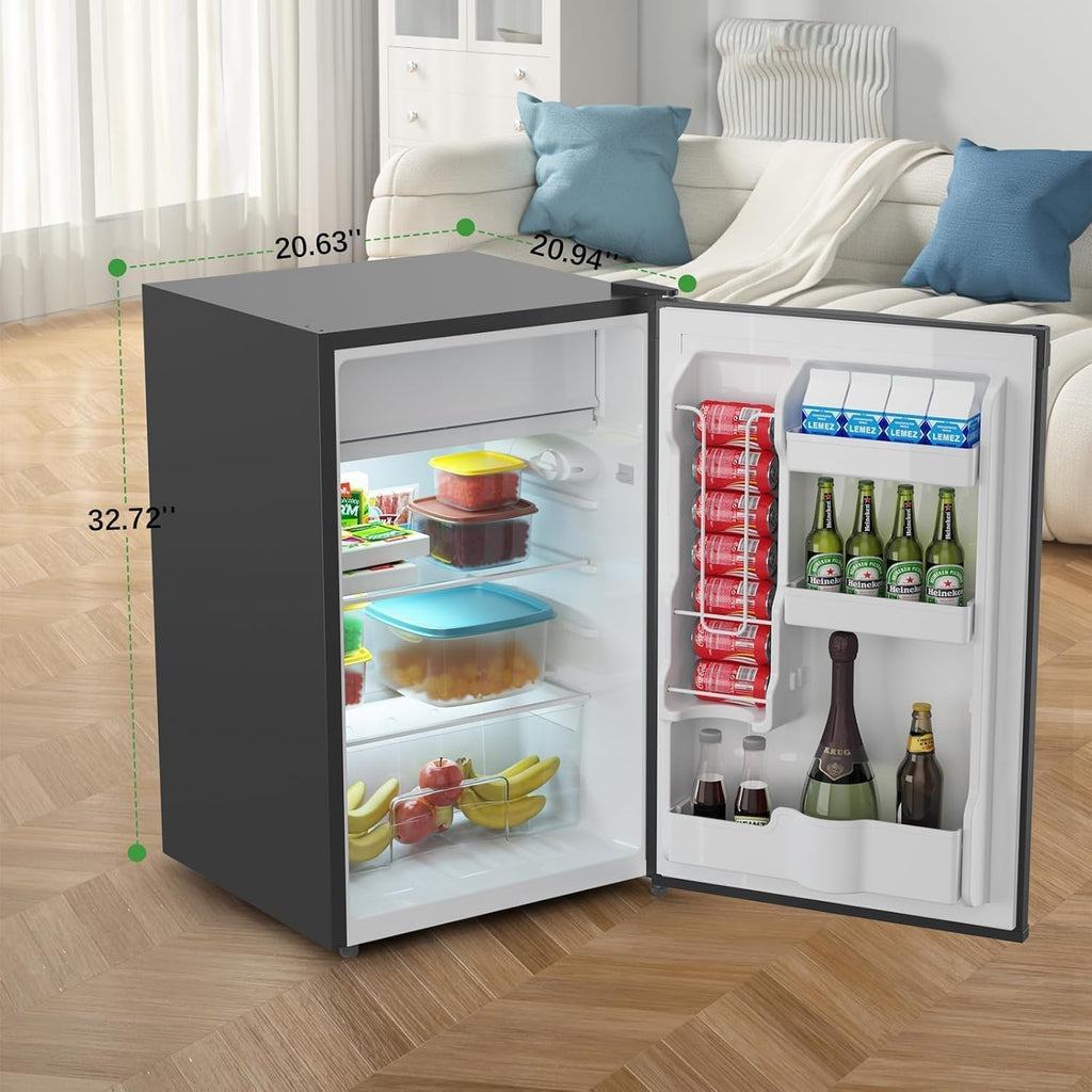 4.3 Cu.Ft Mini Fridge with Freezer – Compact Single Door Refrigerator w/Adjustable Thermostat | Energy-Efficient & Low Noise, Ideal for Bedroom, Office & Dorm