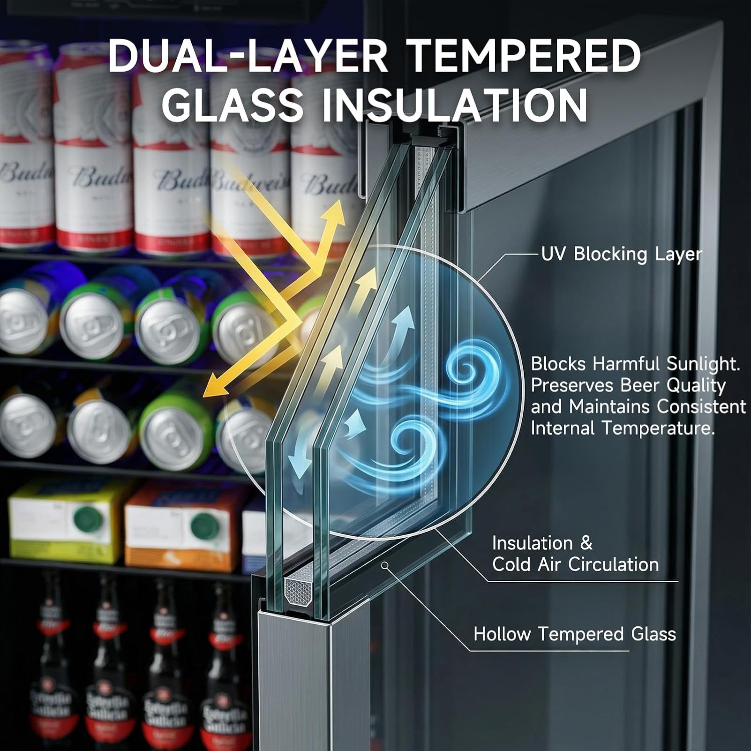 Anypro Mini Fridge 130 Can Beverage Refrigerator Cooler, 3.2 Cu.Ft Drink Fridge for Soda Wine Beer, Beverage Fridge with Glass Door for Home Office Bar, Digital Temperature Control, Adjustable Shelves