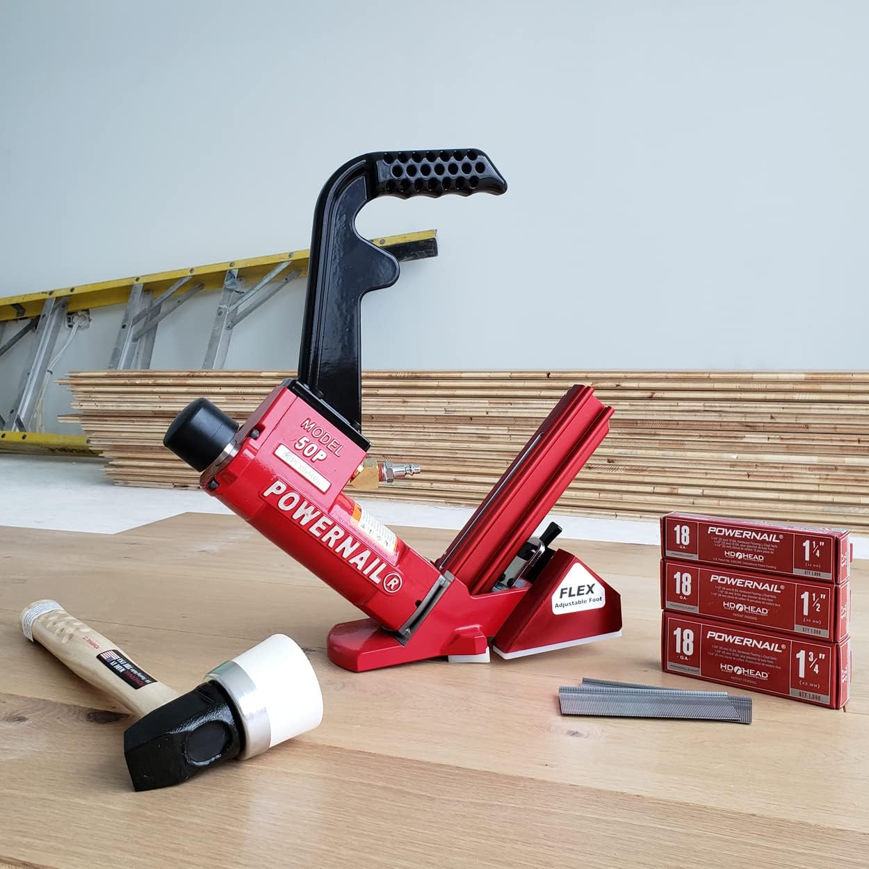 Powernail 50PFLEXW Pneumatic 18 Gauge L-Cleat Flooring Nailer with Flex Adjustable Base