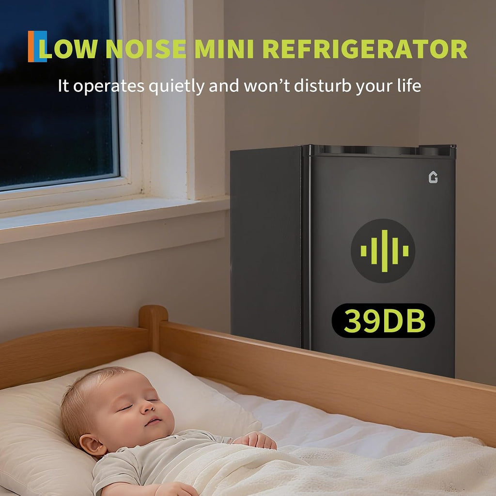 3.2 Cu. Ft. Compact Refrigerator | Single Door Mini Fridge with Energy-Efficient & Quiet Operation | for Dorm, Office, Bedroom, Kitchen, Bar Use with Adjustable Shelves