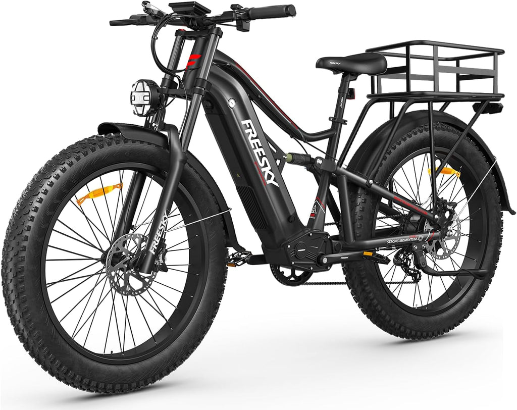 FREESKY Swift Horse Ultra 2026 Electric Bike with 3500W BAFANG Motor, 48V 35Ah Samsung Cells Battery, 26' Fat Tires, Up to 38MPH &140-Mile Range, Smart Keys, Full Suspension Mountain EBike for Adults