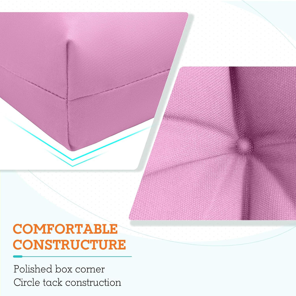 EAGLE PEAK Tufted Outdoor/Indoor High Back Patio Chair Cushions, Set of 4, 46'' x 22'', Pink
