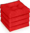 Giantex Set of 4 Tufted Patio Cushions, 4' Outdoor Seat Cushions, Waterproof & High Elasticity for Comfortable Sitting Experience, Square Chair Cushions for Indoor Outdoor Use, Red