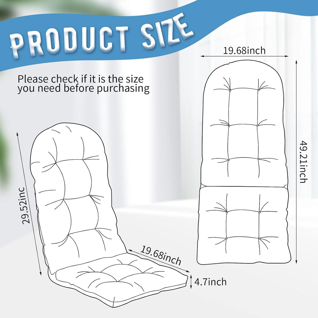 4 Pack Adirondack Chair Cushion, Waterproof Rocking Chair Cushion - Fade Resistant Patio Furniture Cushions, Thickened Patio Chair Pad for Outdoor and Indoor, 49x20x5 Inch
