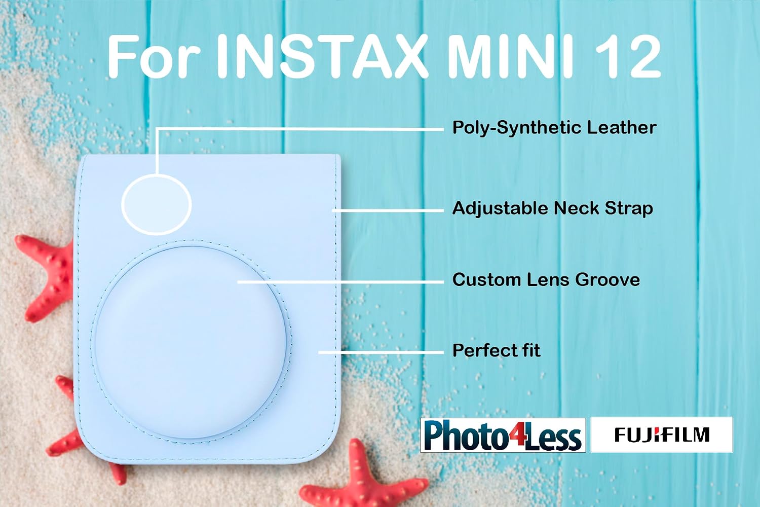 Fujifilm INSTAX Mini 12 Instant Film Camera (Pastel Blue) + Fuji Single Pack - 10 Prints Protective Case Blue Photo Album Travel Stickers Bundle!