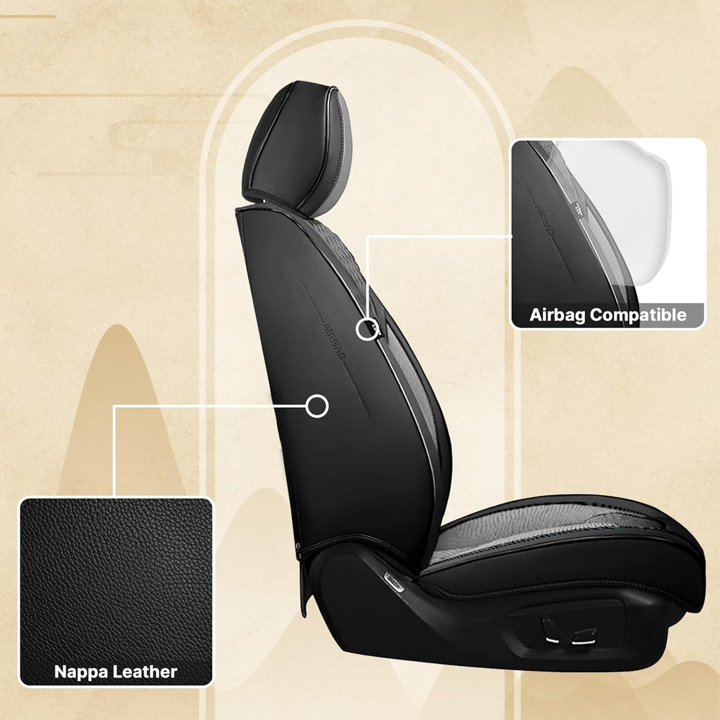 Fit for Ford Explorer 2000-2026 Seat Covers, Fashion Sport Seat Cover with Waterproof Leather, Airbag Safe Design Seat Protector (5 Full Seat Standard, Black Gray)